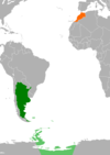 Location map for Argentina and Morocco.