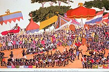 Yam festival in the Ashanti Empire. Thomas E. Bowdich - 1817. Ashanti Yam Ceremony 1817.jpg