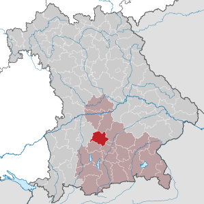 Beliggenheden af Landkreis Dachau i Bayern (klikbart kort)