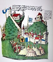 The 1422 Battle of Arbedo for control over Bellinzona Bellinzona Tschachtlan.jpg