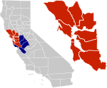 موقعیت منطقه خلیج سان‌فرانسیسکو در نقشه