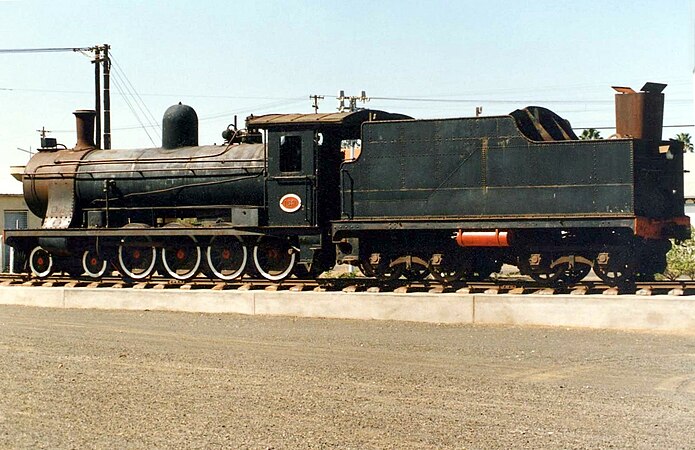 Type ZE tender on Class 7A, plinthed at Keetmanshoop, c. 1989