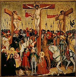 Conrad Laib, Kreuzigung, Malerei auf Fichtenholz, 179 x 179 cm, 1449