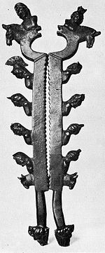 A castration clamp from Roman Britain thought to have been used either by devotees of Cybele or by veterinarians, with the heads of deities and animals having ritual significance in either case Cult of Cybele castration clamp.JPG