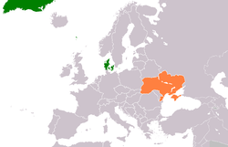 Карта с указанием местоположения Дании и Украины