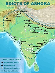 Distribution of the Edicts of Ashoka and Ashokan territorial limits.