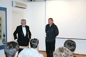Євген Карась та Михайло Іллєнко на засіданні журі кінофестивалю, 2006 рік, Карась Галерея, Київ