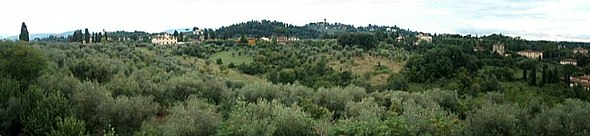 Aperçu d'un paysage toscan depuis les jardins de Boboli à Florence