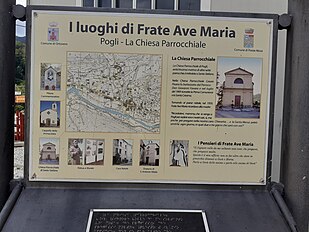Gêxa de San Stêva, cartellu infurmativu faxente parte du percursu storicu culturàle intitulàu au Fratte Ave Ma(r)ìa