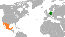 Карта с указанием местоположения Германии и Мексики