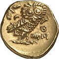 Goldener Stater, Notmünzen aus Athen, 295/294 v. Chr., 8,58 g, 16 mm, Revers