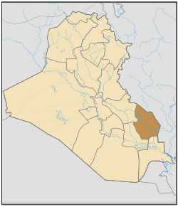 Poloha guvernorátu Majsán v Iraku (klikacia mapa)