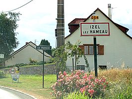 Naambord bij binnenrijden Le Hameau