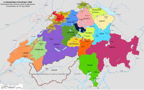 Carte de la Suisse subdivisée en cantons.