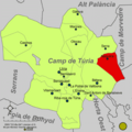 Розташування муніципалітету Накера у комарці Кампо-де-Турія