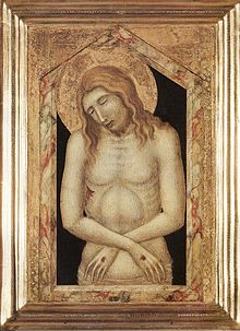 Christ as Man of Sorrows by Pietro Lorenzetti, c. 1330 (Lindenau-Museum, Altenburg) Man lorenzetti.jpg