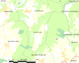 Mapa obce Courcuire
