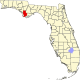 Harta statului Florida indicând comitatul Gulf
