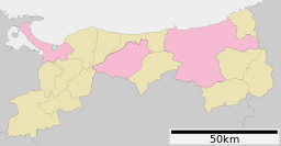Karta över Tottori prefektur Städer:      Signifikanta städer      Övriga städer Landskommuner:      Köpingar      Byar