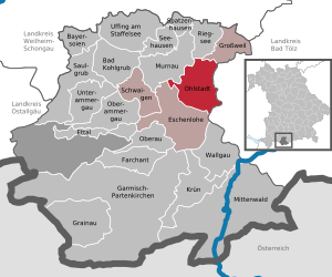 Li position de Ohlstadt in li Subdistrict Garmisch-Partenkirchen