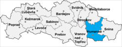 Location of Humennes apriņķis