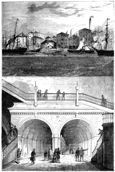 The Thames Tunnel (as it appeared when originally opened for traffic).