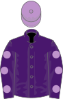 Purple, mauve spots on sleeves, mauve cap