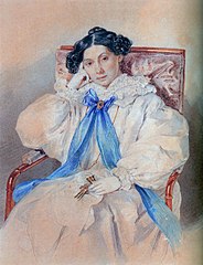 P.F. Sokolov, retrato de Elisabeth Khitrovo, amiga de Briulov.