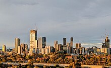 Parramatta skyline. This western suburb of Sydney recorded a temperature of 47.0 degC (116.6 degF) in January 2009. Parramatta Skyline 2022.jpg