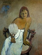 Muchacha con abanico por Paul Gauguin (1902). Museo Folkwang (Alemania).