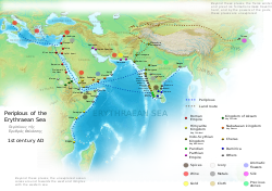 Roman trade with India originated in Ancient Egypt according to the Periplus of the Erythraean Sea (1st century). Periplous of the Erythraean Sea.svg