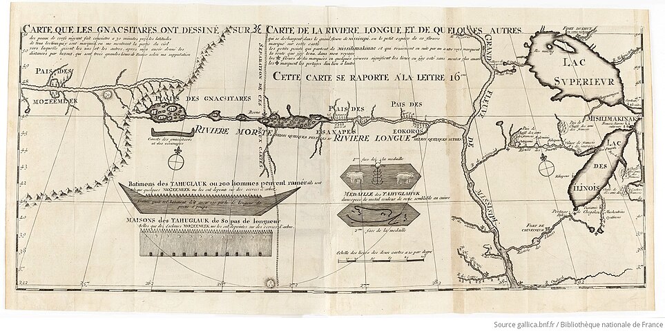 Carte de la Rivière Longue dessinée par les Gnacsitares[n 28].