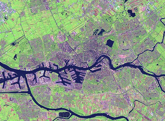 Satellietfoto van Rotterdam