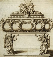 Projet de sarcophage en argent de saint Stanislas, vers 1630, le sarcophage a été détruit en 1657 par les troupes suédoises [7].