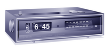A 1969 radio alarm clock (Sony Digimatic 8FC-59W) with an early mechanical-digital display Sony Digimatic 8FC-59W radio alarm clock 20060526.png