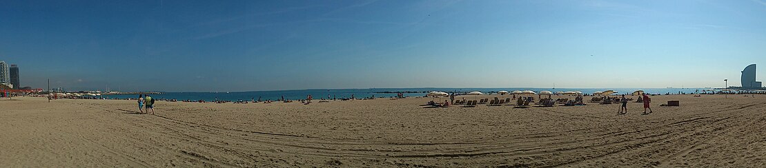 Panorama des Strandes von Barceloneta