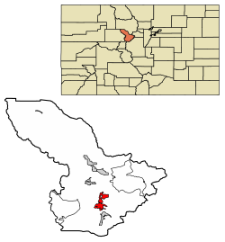 Location of the Town of Breckenridge in Summit County, Colorado
