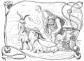 Een van de geiten kan niet opstaan, Den ældre Eddas Gudesange, Lorenz Frølich, 1895