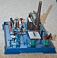 Model steam engine with attached workshop