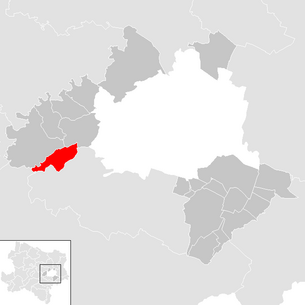 Lage der Gemeinde Wolfsgraben im ehemaligen niederösterreichischen Bezirk Wien-Umgebung (anklickbare Karte)