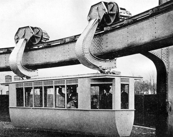 Datei:Einschienenhängebahn-Versuchsanordnung nach dem Prinzip von Eugen Langen im Jahr 1893.jpg