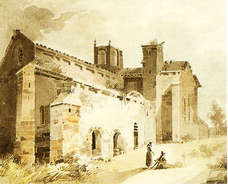 Datei:Silvacane, Abteikirche, Südseite, Aquarell, Ende 18. Jh.jpg