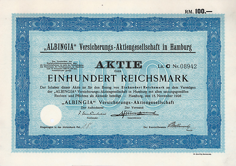 Datei:Albingia Versicherungs-AG 1926 100 RM.jpg