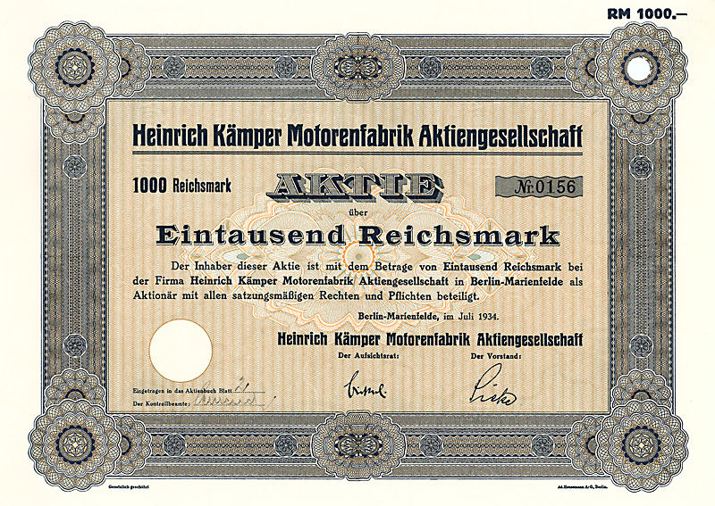 Datei:Heinrich Kämper Motorenfabrik AG 1934 1000 RM.jpg