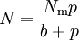 N = \frac{N_\mathrm{m}p}{b + p}