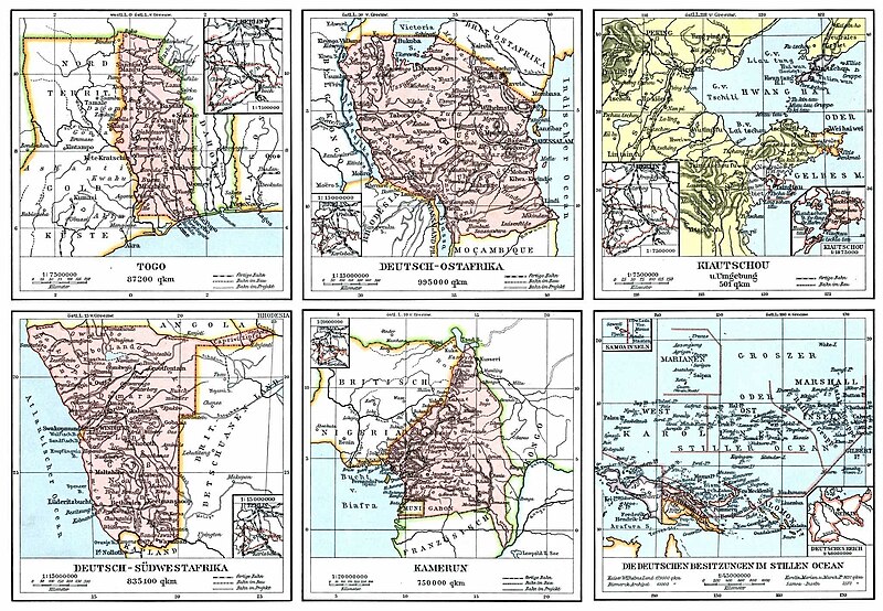 Datei:Karten - Togo, Deutsch-Ostafrika, Kiautschou, Deutsch-Südwestafrika, Kamerun, Die deutschen Besitzungen im Stillen Ozean.jpg