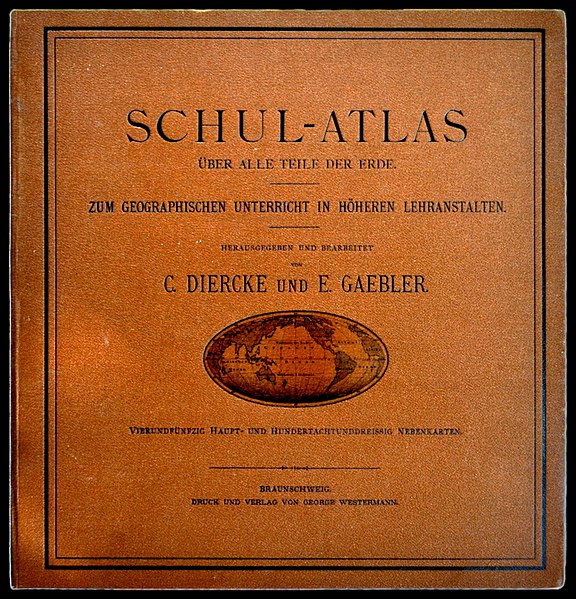 Datei:Diercke-und Gaebler-Schul-Atlas 10 Auflage 1887 Einband (UA-Westermann-Verlag).JPG