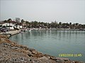 Blick vom Hafen auf die Stadt Side in der Türkei