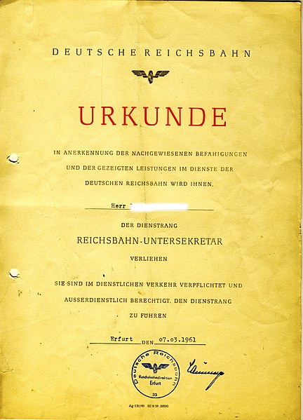 Datei:Reichsbahn Untersekretär Urkunde ano.jpg