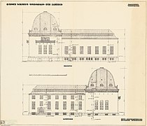 Blunck: Entwurf für das Kaiser-Wilhelm-Volkshaus, Ost- und Westseite (1917)